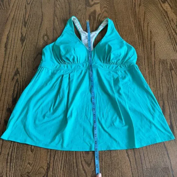 Lands End Womens Solid Teal Green Racerback Tankini Swim Suit Top Plus Size 16 - Picture 5 of 6